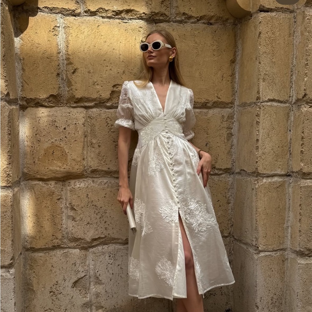 Vita Grace Yasmina embroidered midi dress NWT